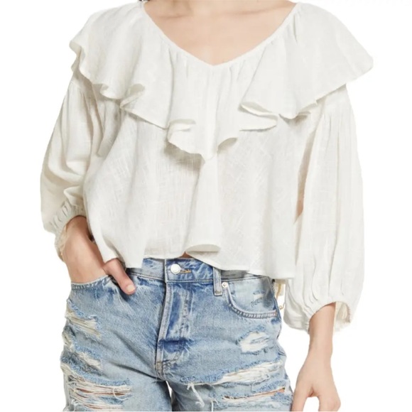 NWT Free People Zuri Blouse in Ivory. Size XS - Picture 2 of 11